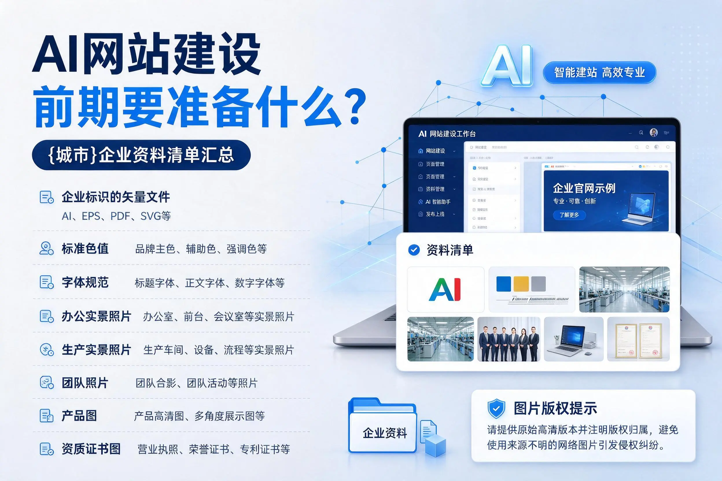 AI网站建设前期要准备什么?攀枝花企业资料清单汇总