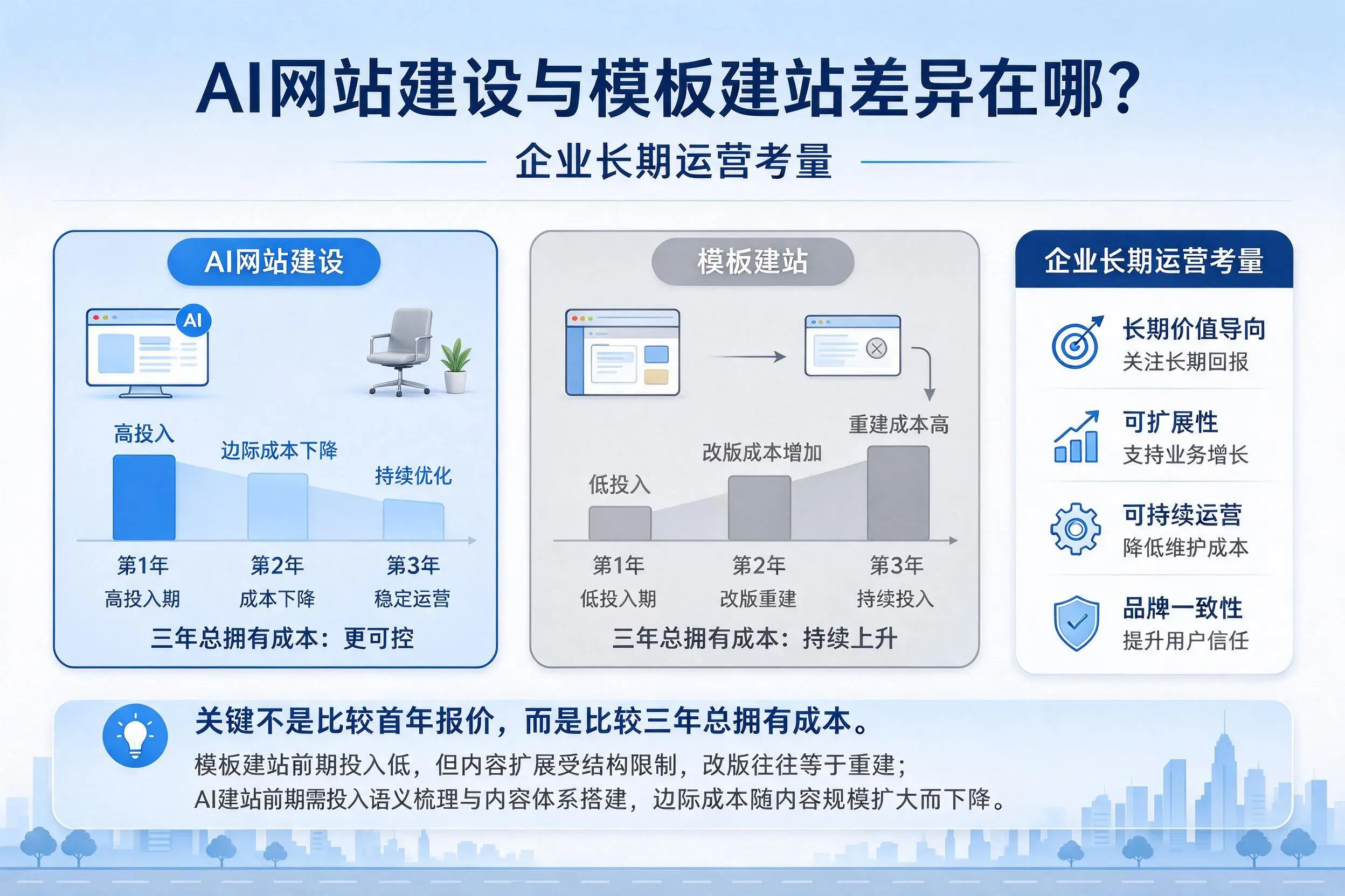AI网站建设与模板建站差异在哪?攀枝花企业长期运营考量